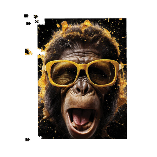Splashart Monkey Face With Yellow Glasses Jigsaw Puzzle