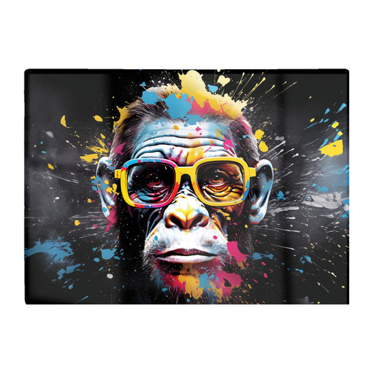 Coloured Splashart Monkey Face Glass Chopping Board