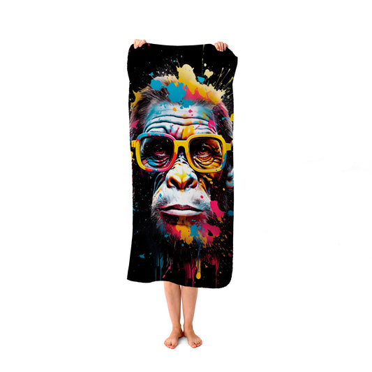 Coloured Splashart Monkey Face Beach Towel