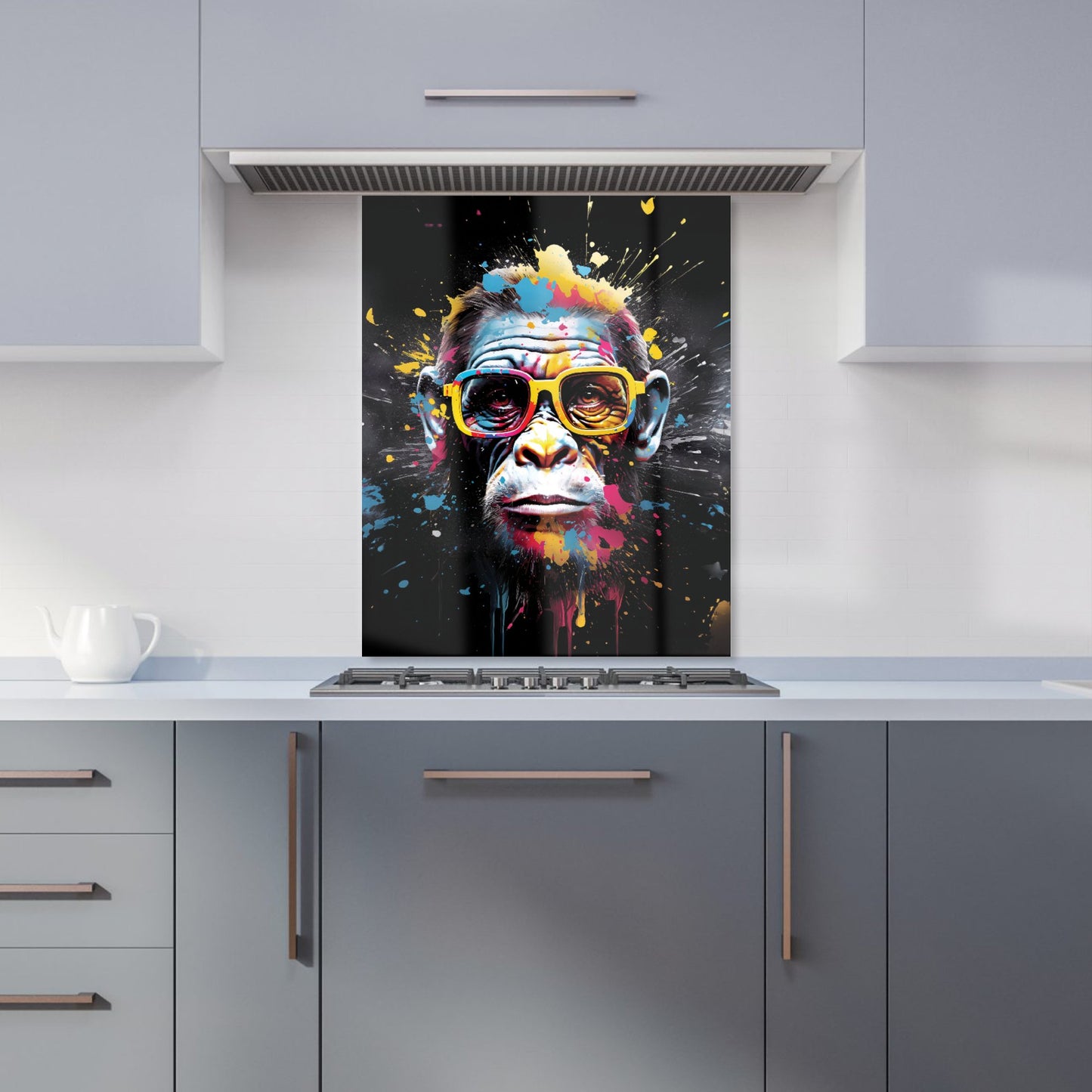 Coloured Splashart Monkey Face Kitchen Splashback