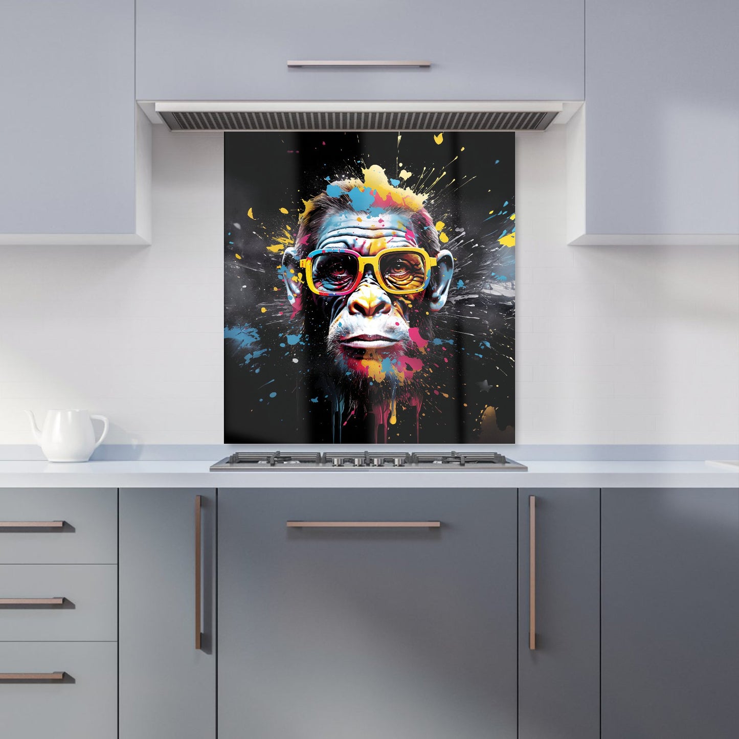 Coloured Splashart Monkey Face Kitchen Splashback