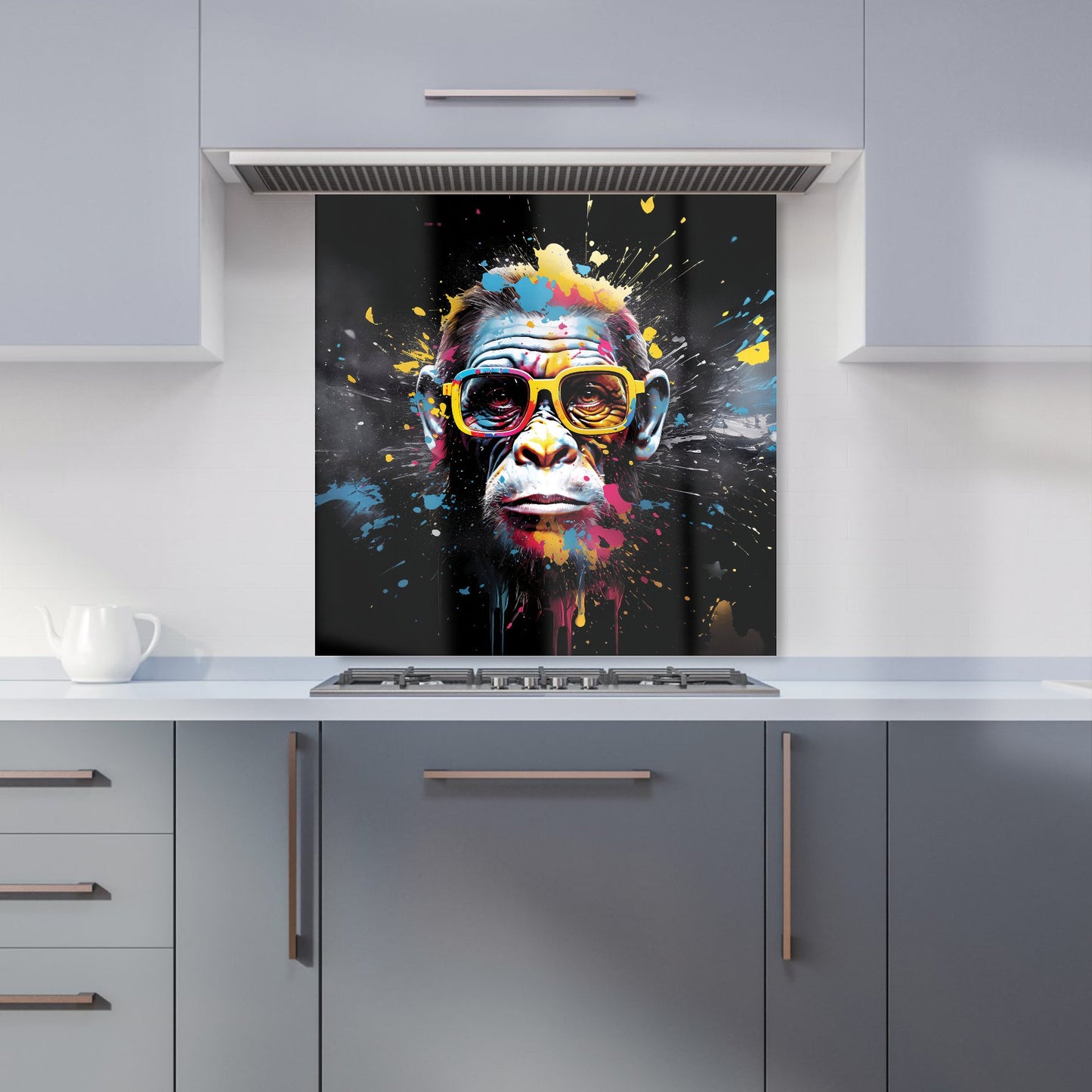 Coloured Splashart Monkey Face Kitchen Splashback