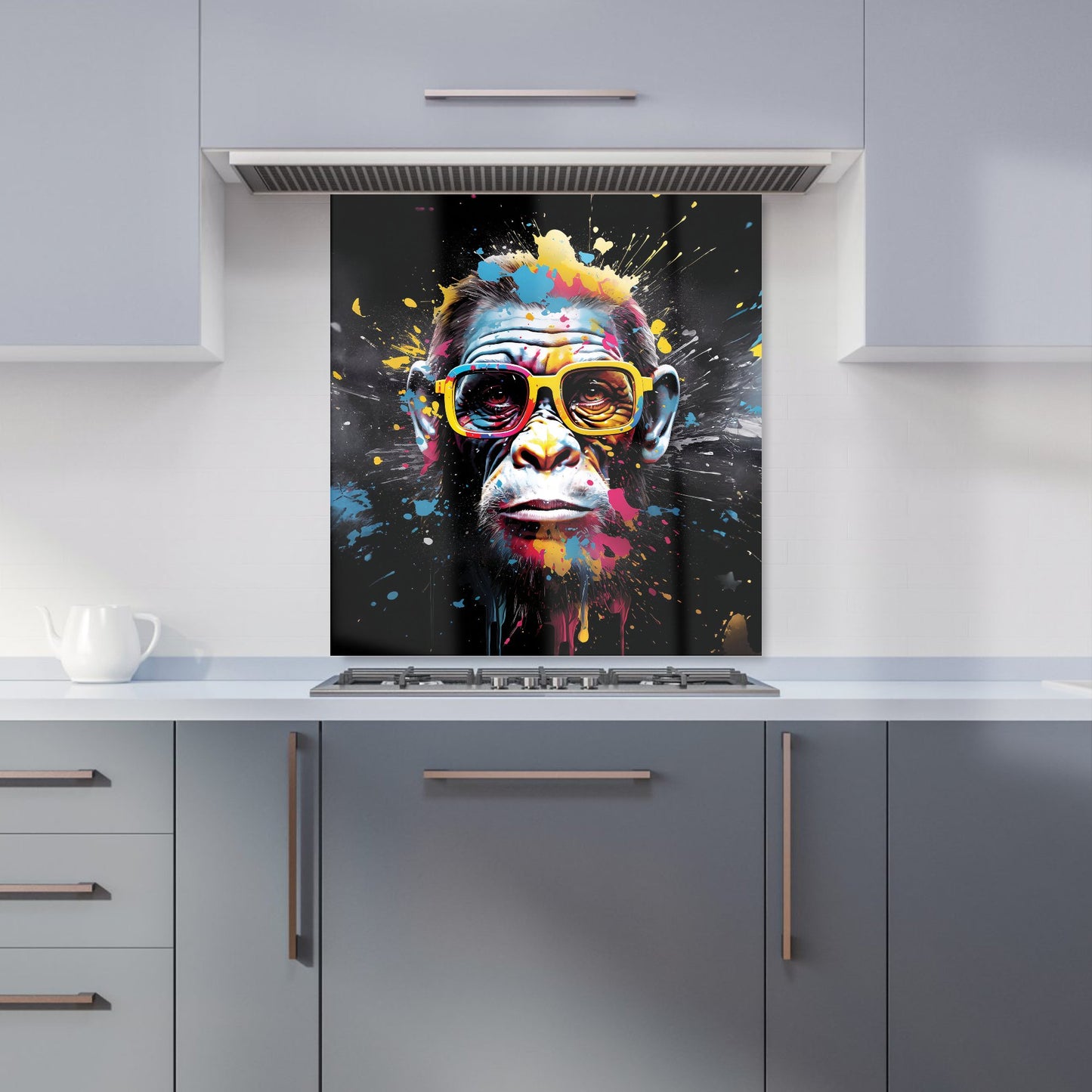 Coloured Splashart Monkey Face Kitchen Splashback