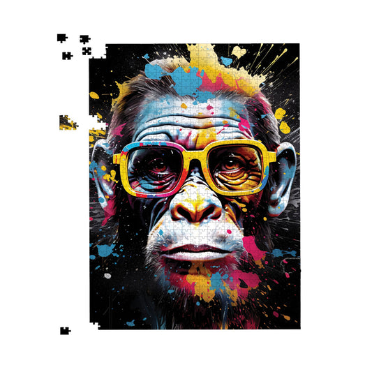 Coloured Splashart Monkey Face Jigsaw Puzzle