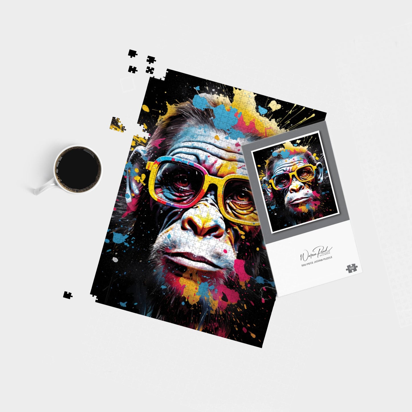 Coloured Splashart Monkey Face Jigsaw Puzzle