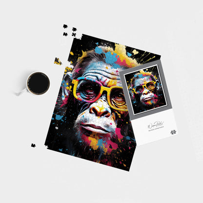 Coloured Splashart Monkey Face Jigsaw Puzzle