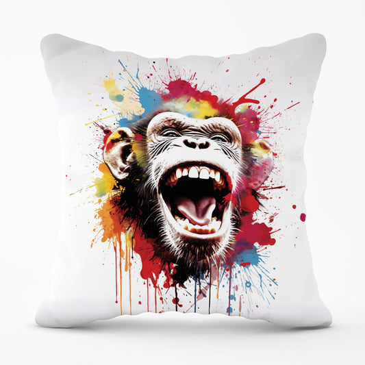 Coloured Splashart Crazy Monkey Face Cushions