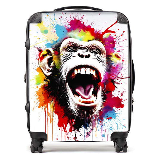 Coloured Splashart Crazy Monkey Face Suitcase