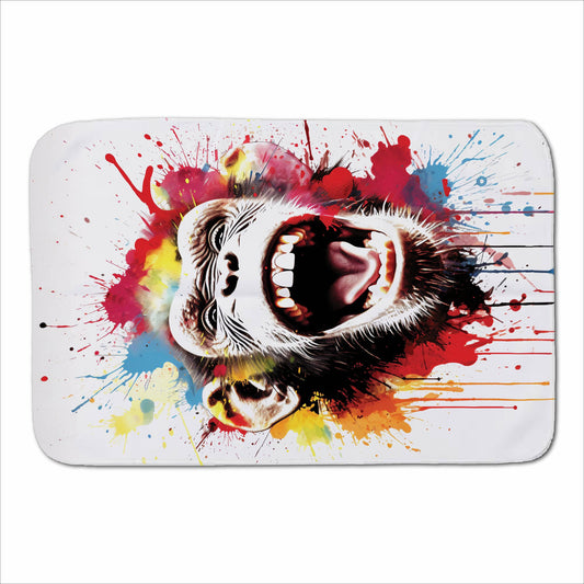 Coloured Splashart Crazy Monkey Face Sherpa Blanket