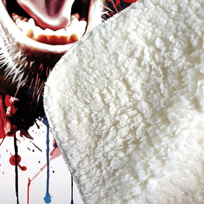 Coloured Splashart Crazy Monkey Face Sherpa Blanket