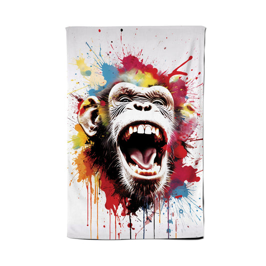 Coloured Splashart Crazy Monkey Face Tea Towel