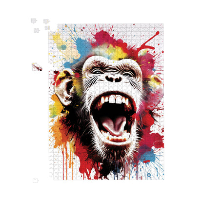 Coloured Splashart Crazy Monkey Face Jigsaw Puzzle