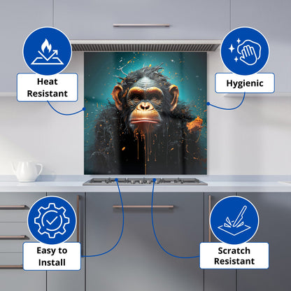 Monkey Face Splashart Blue Kitchen Splashback