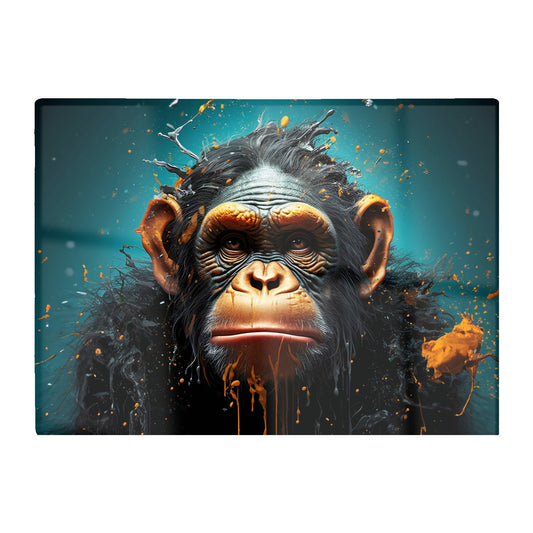Monkey Face Splashart Blue Glass Chopping Board