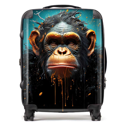 Monkey Face Splashart Blue Suitcase