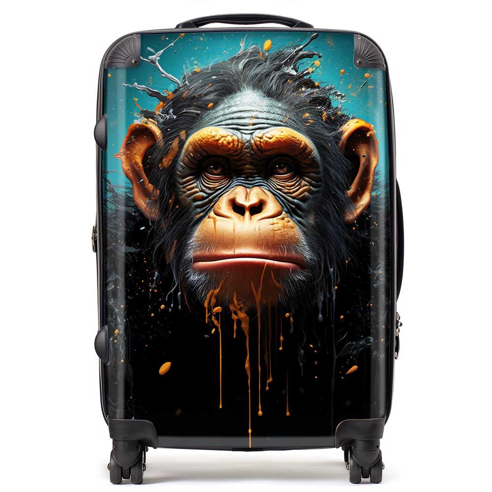 Monkey Face Splashart Blue Suitcase