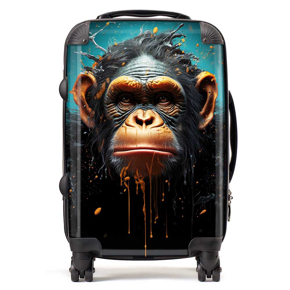 Monkey Face Splashart Blue Suitcase