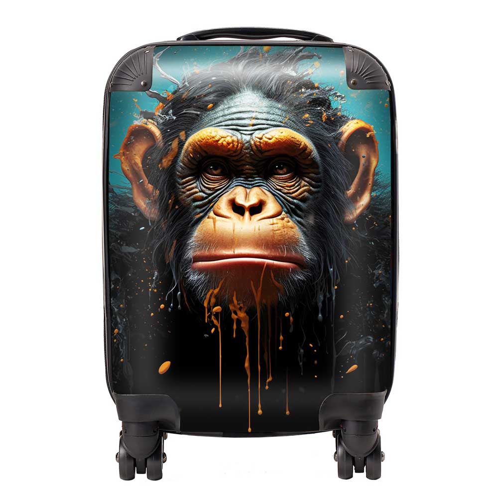 Monkey Face Splashart Blue Suitcase