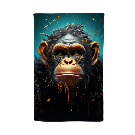 Monkey Face Splashart Blue Tea Towel