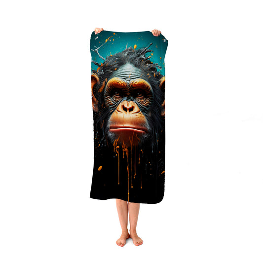 Monkey Face Splashart Blue Beach Towel