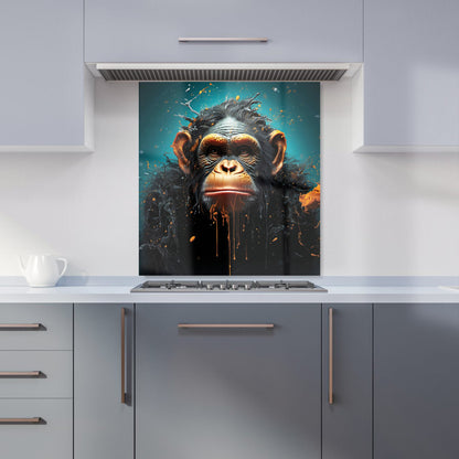 Monkey Face Splashart Blue Kitchen Splashback