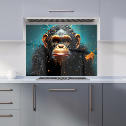Monkey Face Splashart Blue Kitchen Splashback