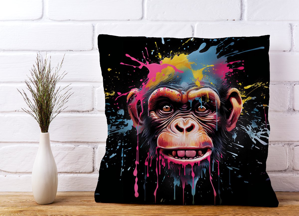 Multi Coloured Monkey Face Splashart Cushions