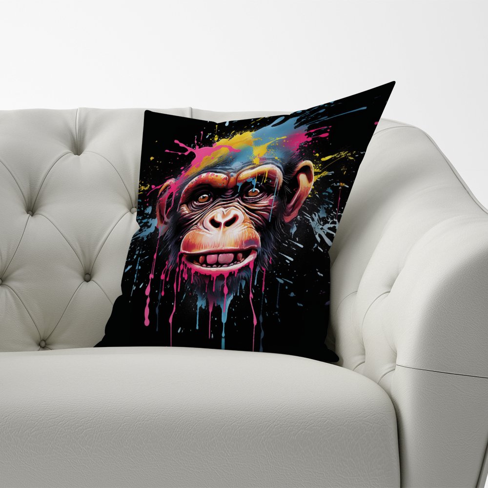 Multi Coloured Monkey Face Splashart Cushions
