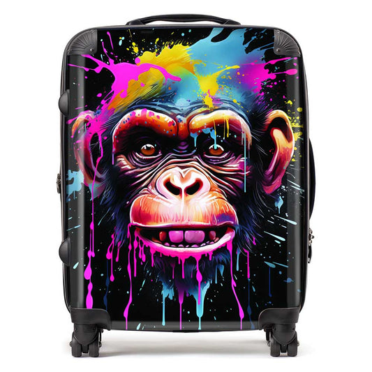 Multi Coloured Monkey Face Splashart Suitcase