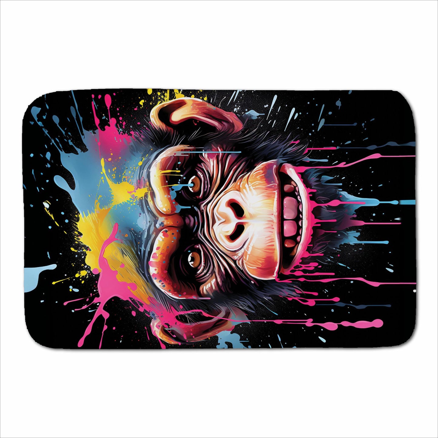 Multi Coloured Monkey Face Splashart Sherpa Blanket