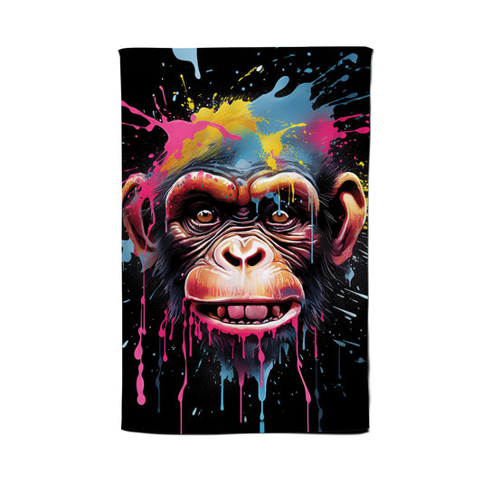 Multi Coloured Monkey Face Splashart Tea Towel