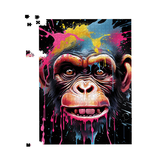 Multi Coloured Monkey Face Splashart Jigsaw Puzzle