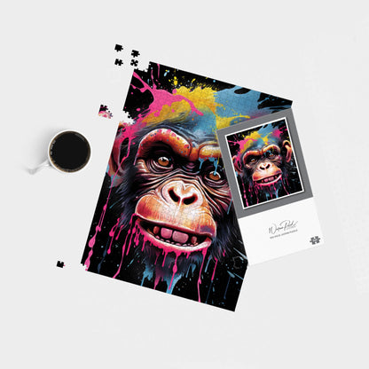 Multi Coloured Monkey Face Splashart Jigsaw Puzzle