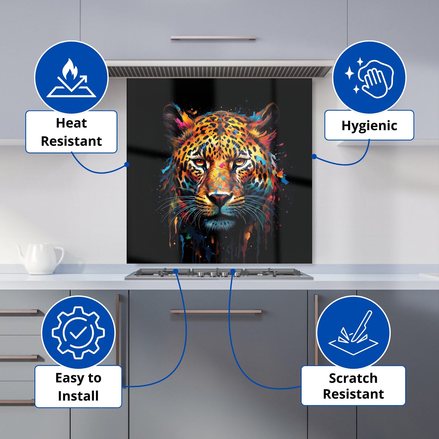 Splashart Leopard Face Kitchen Splashback