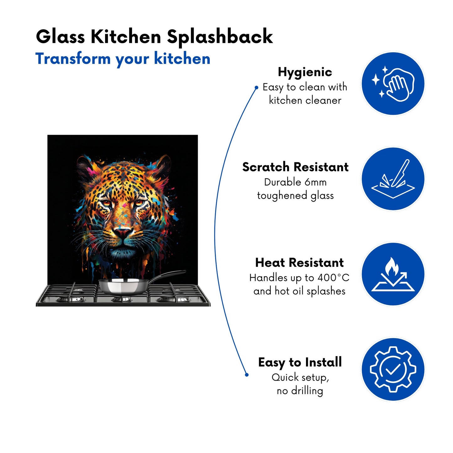 Splashart Leopard Face Kitchen Splashback
