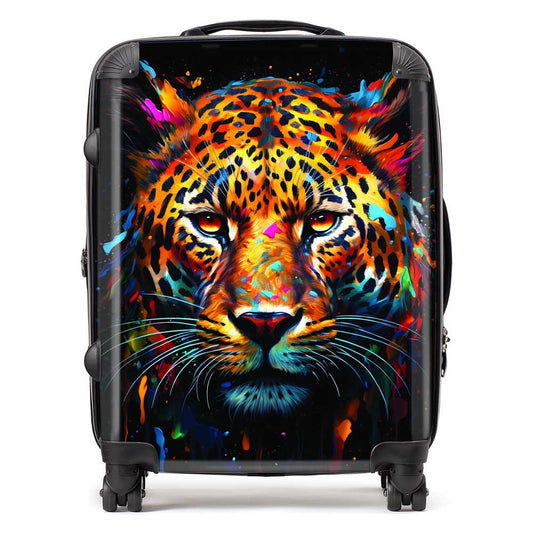Splashart Leopard Face Suitcase