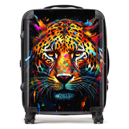 Splashart Leopard Face Suitcase