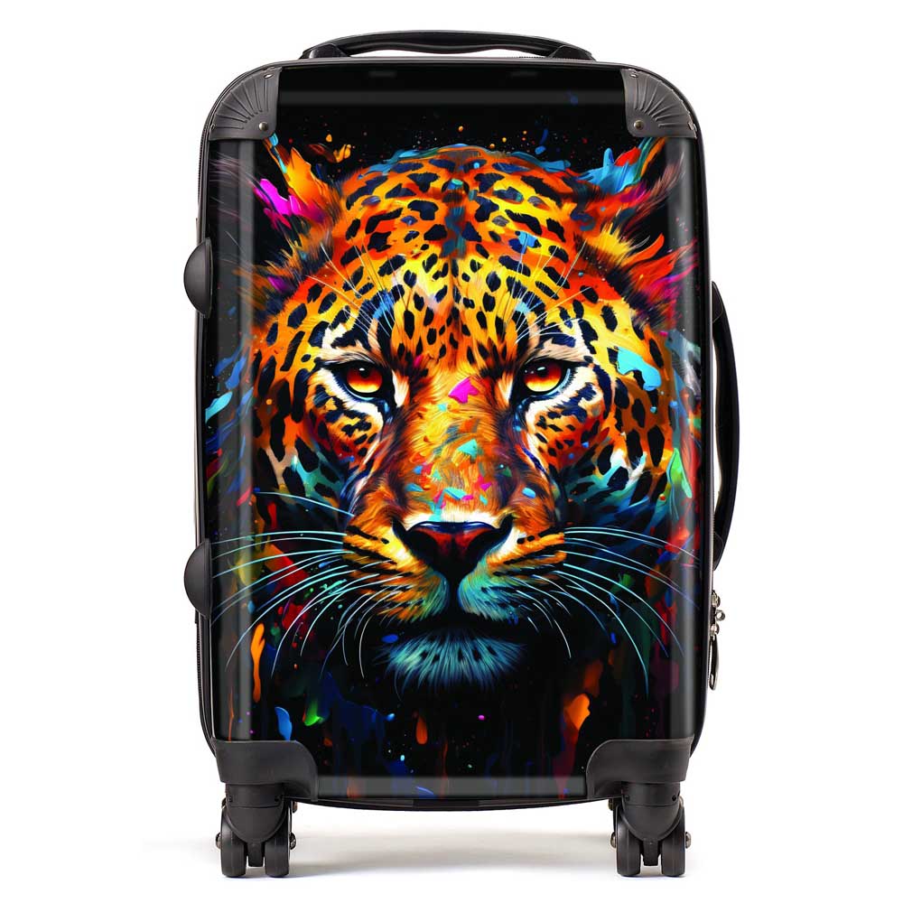 Splashart Leopard Face Suitcase