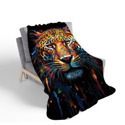 Splashart Leopard Face Sherpa Blanket