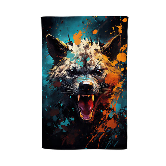 Splashart Angry Hyena Face Tea Towel