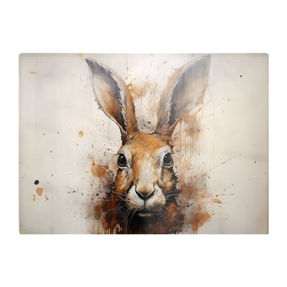Watercolour Hare Face Glass Chopping Board