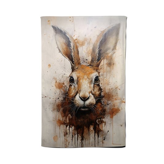 Watercolour Hare Face Tea Towel