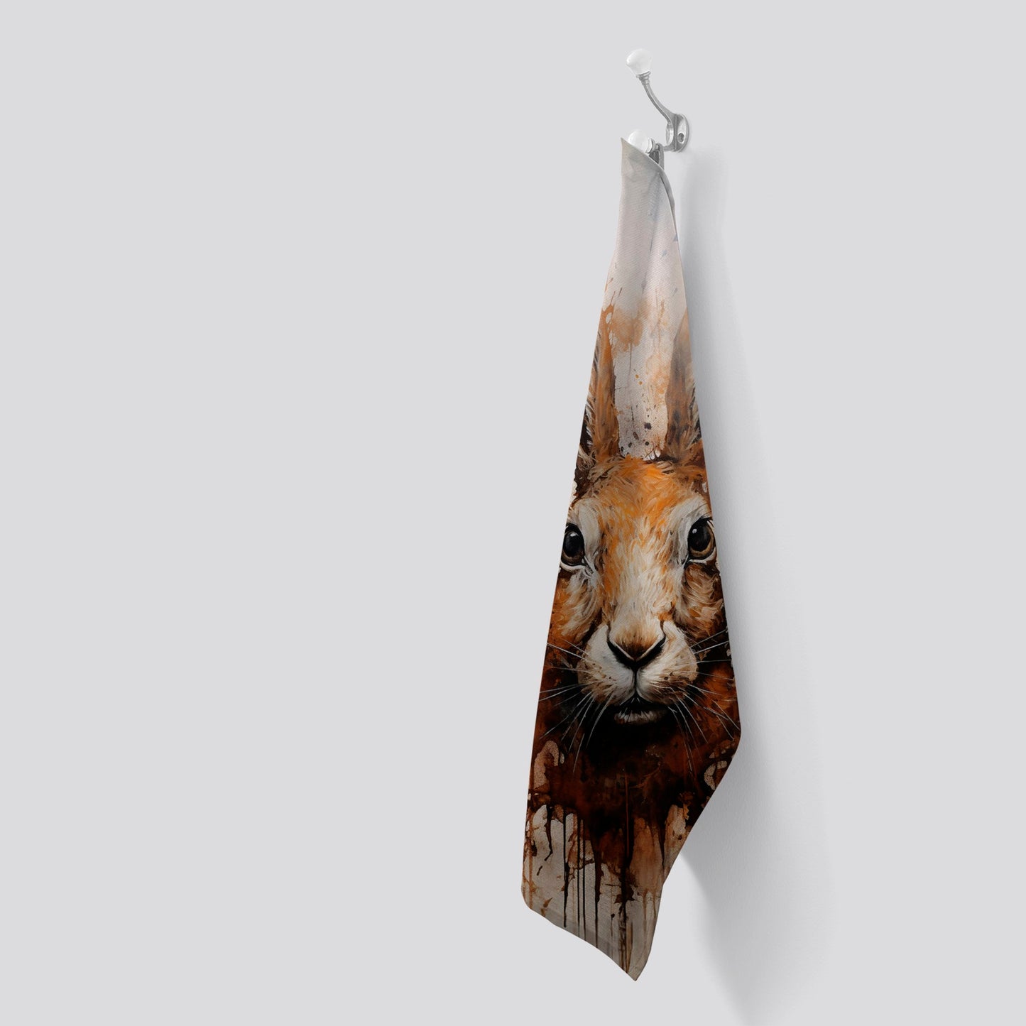 Watercolour Hare Face Tea Towel