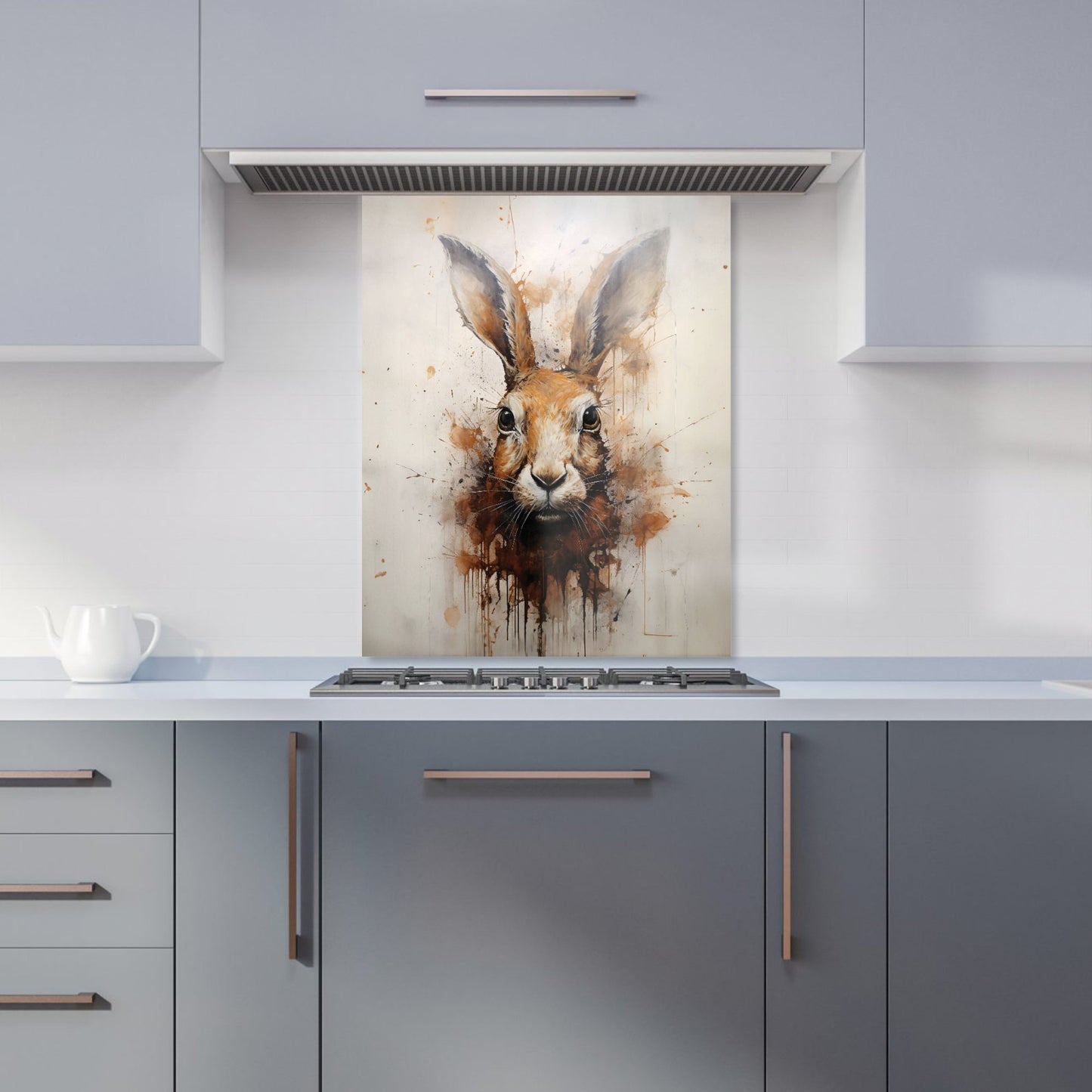 Watercolour Hare Face Kitchen Splashback