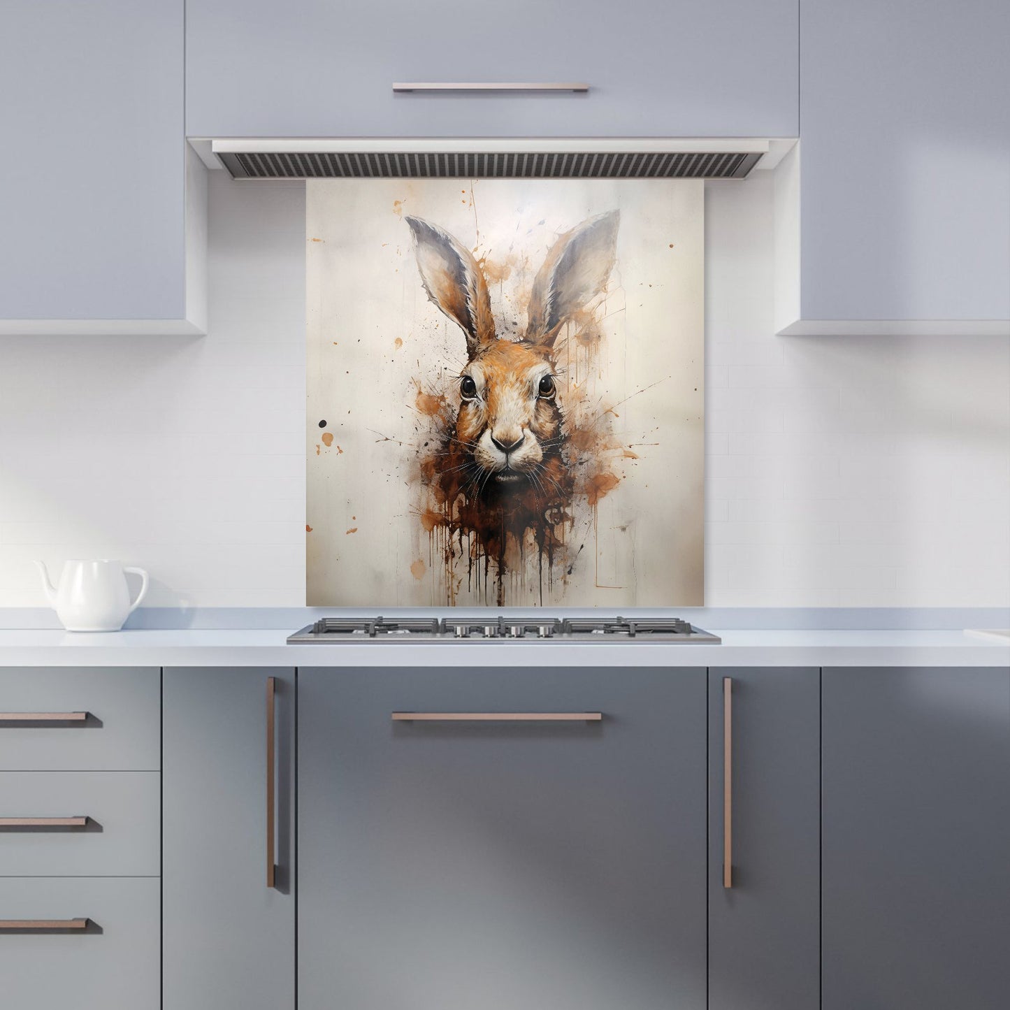Watercolour Hare Face Kitchen Splashback