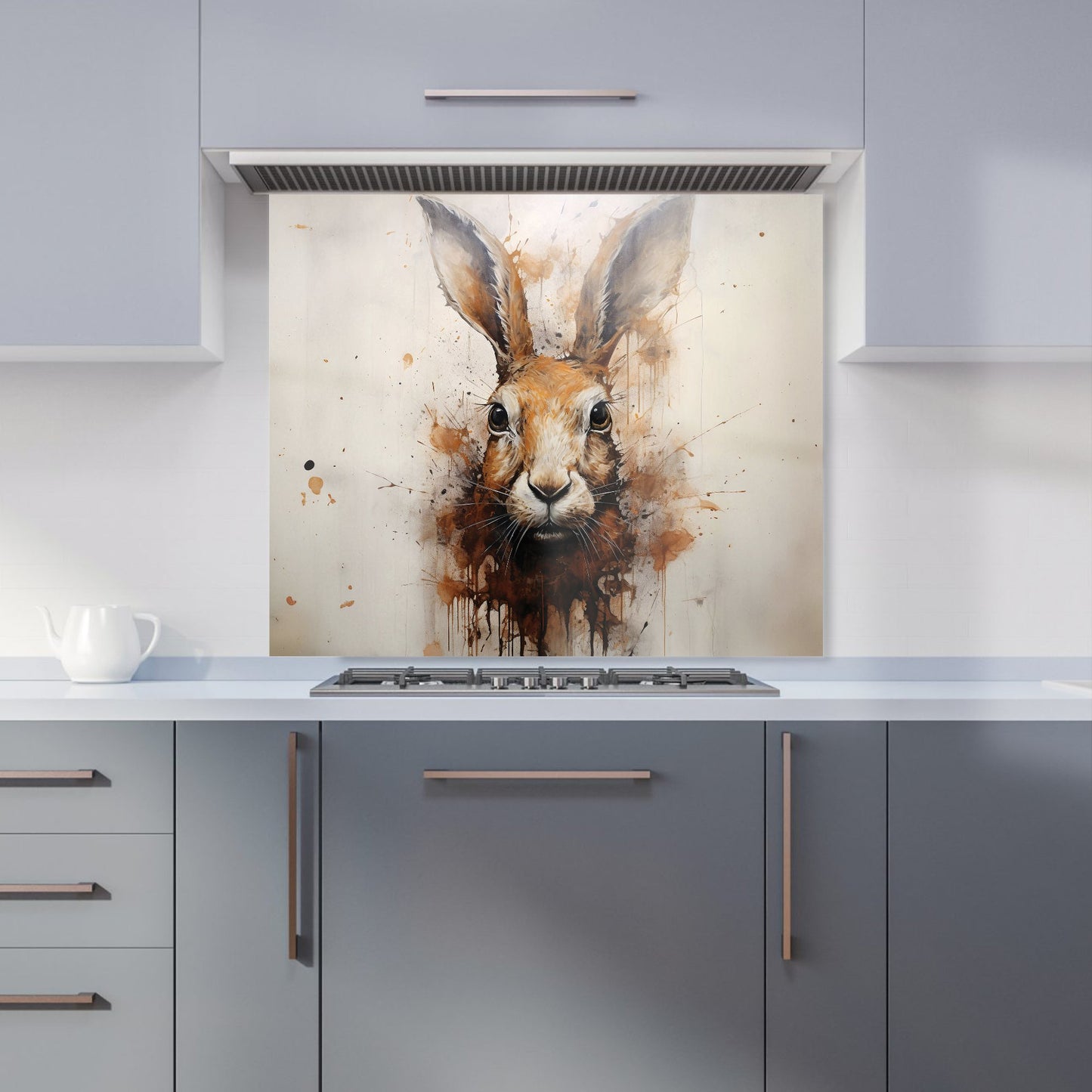 Watercolour Hare Face Kitchen Splashback