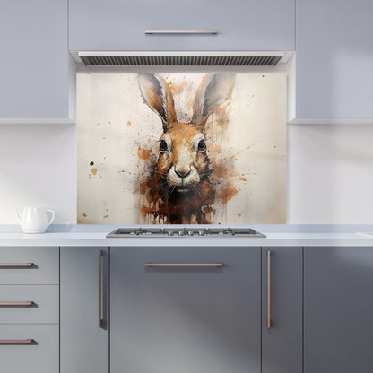 Watercolour Hare Face Kitchen Splashback