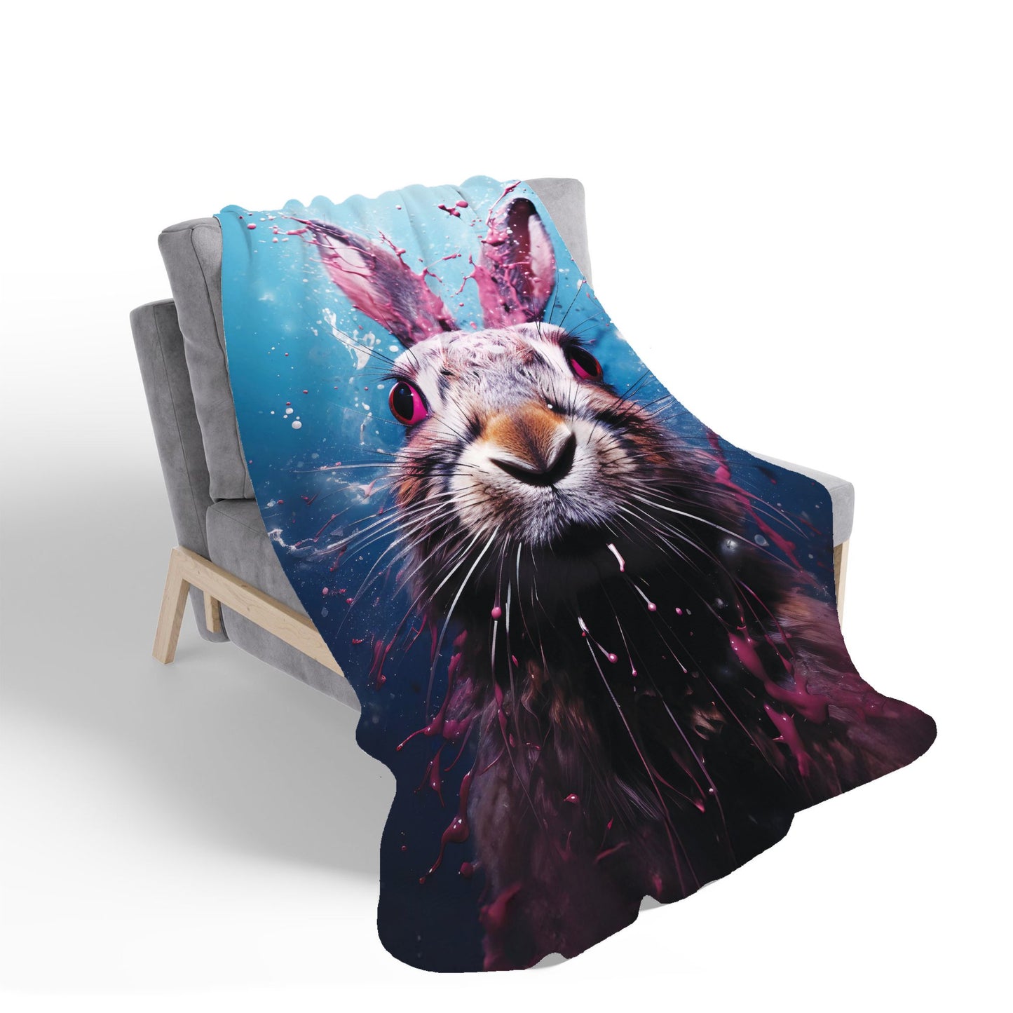Rabbit Face Splashart Sherpa Blanket
