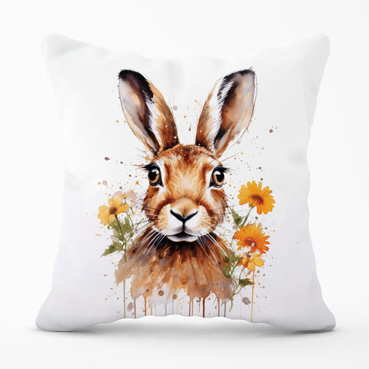 Watercolour Hare and Daisies Cushions