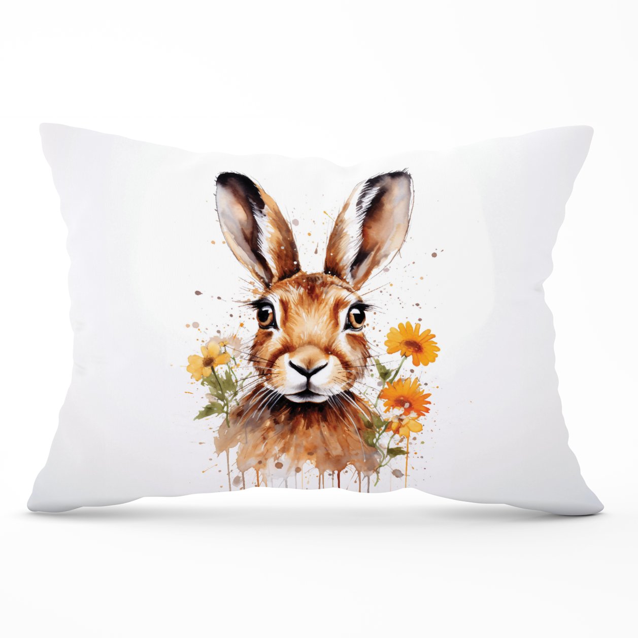 Watercolour Hare and Daisies Cushions